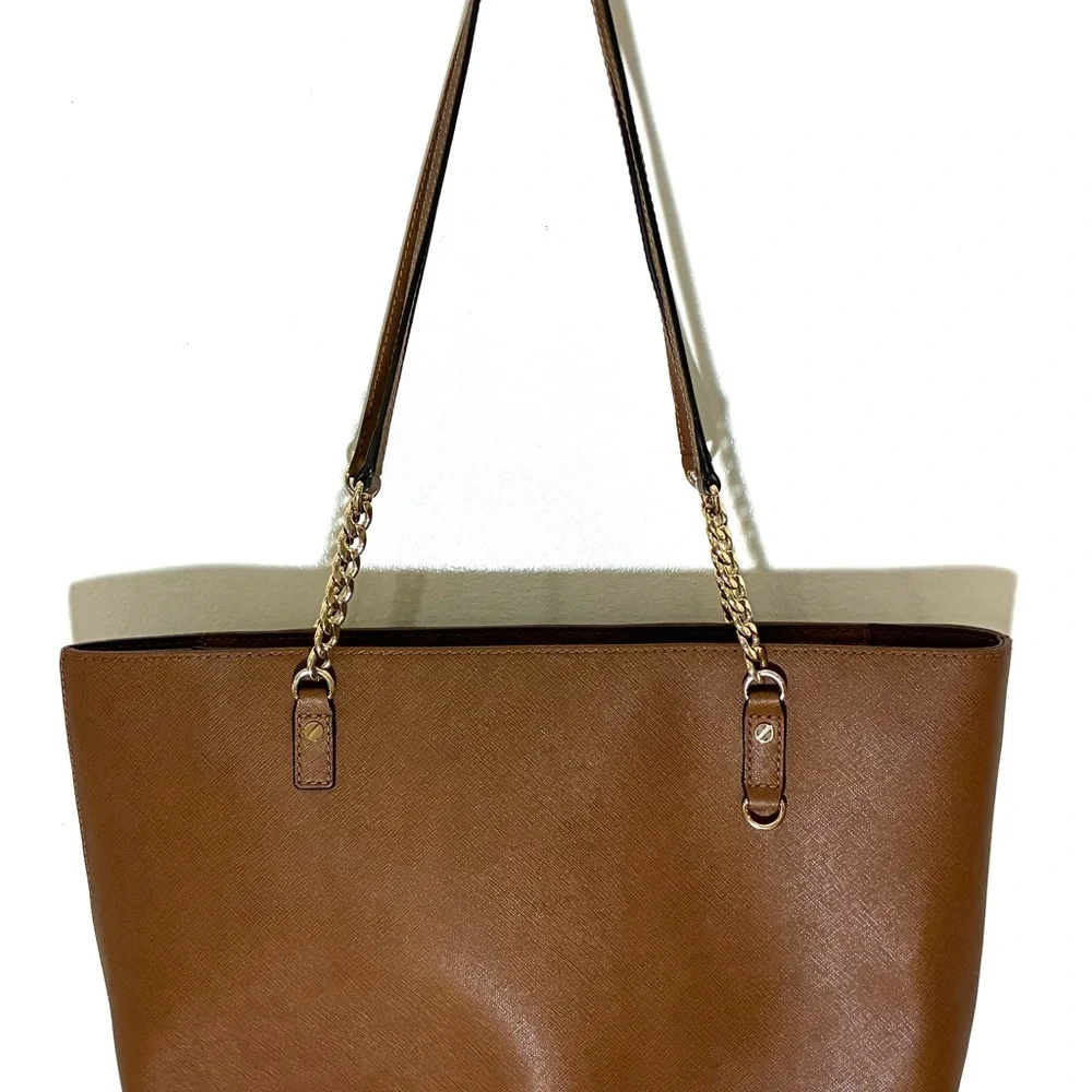 Michael Kors Jet Set Saffiano Leather Chain Tote in Acorn